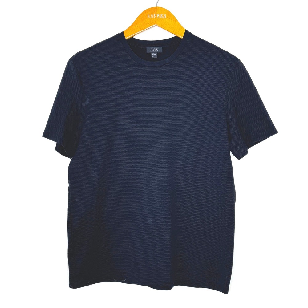 cos mens textured black short sleeve t‎ shirt Size